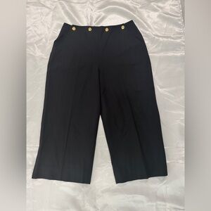 Escada Elegant Black Capris with Gold Accents